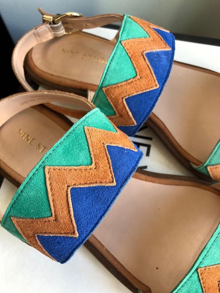 nine west hakiki süet etnik desen sandalet - 14