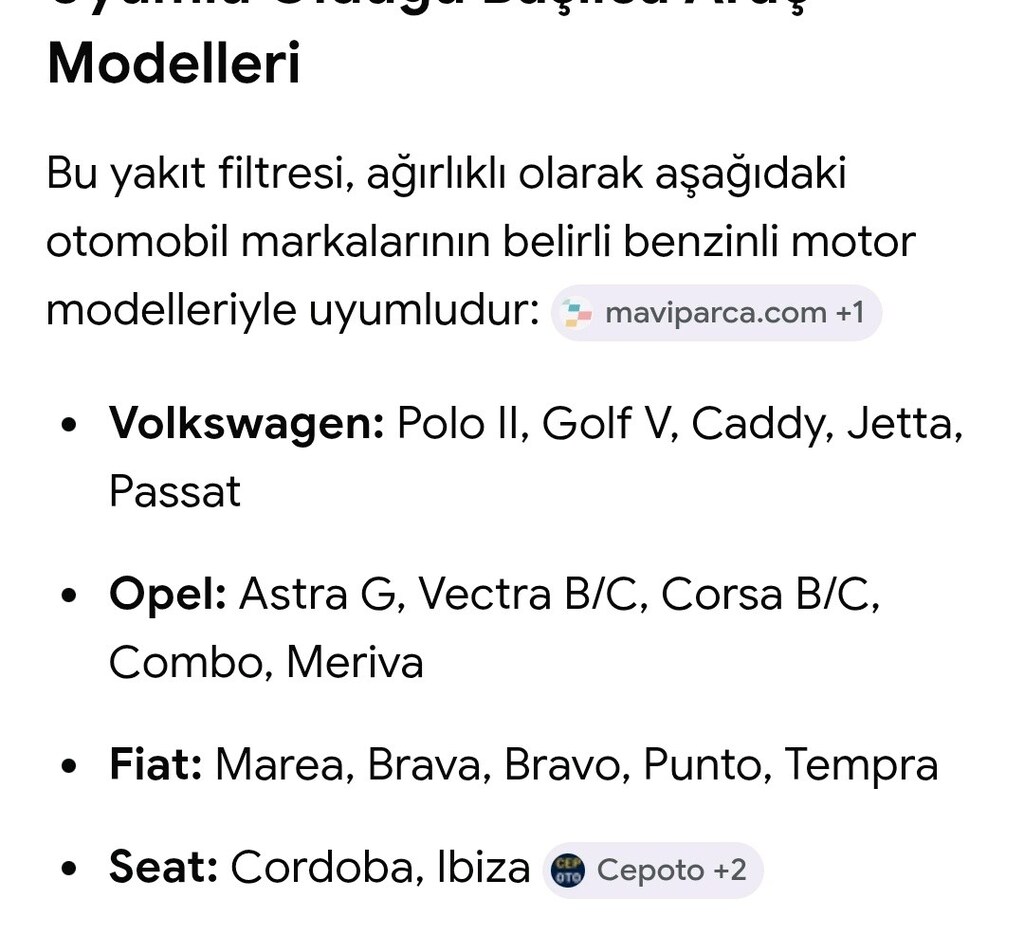 Astra g polo II golf v ORJİNAL YAKIT FİLİTRESİ BENZİN - 2
