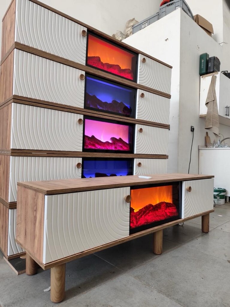 ŞÖMİNELİ TV 180x40 BLUETOOTH 3 FARKLI RENk - 6