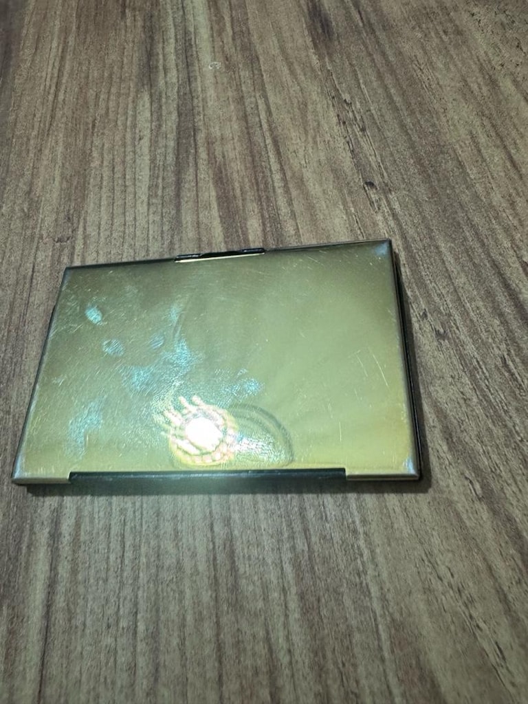Vintage / Retro Kaplumbağa Kabuğu Desenli Metal Kartvizitlik - 3