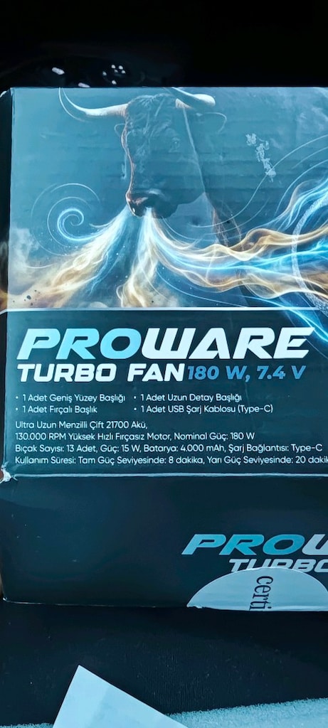 Proware Turbo Şarjlı Jet Fan (4000 mAh, 130.000 RPM, 180W, 7,4V) - 6
