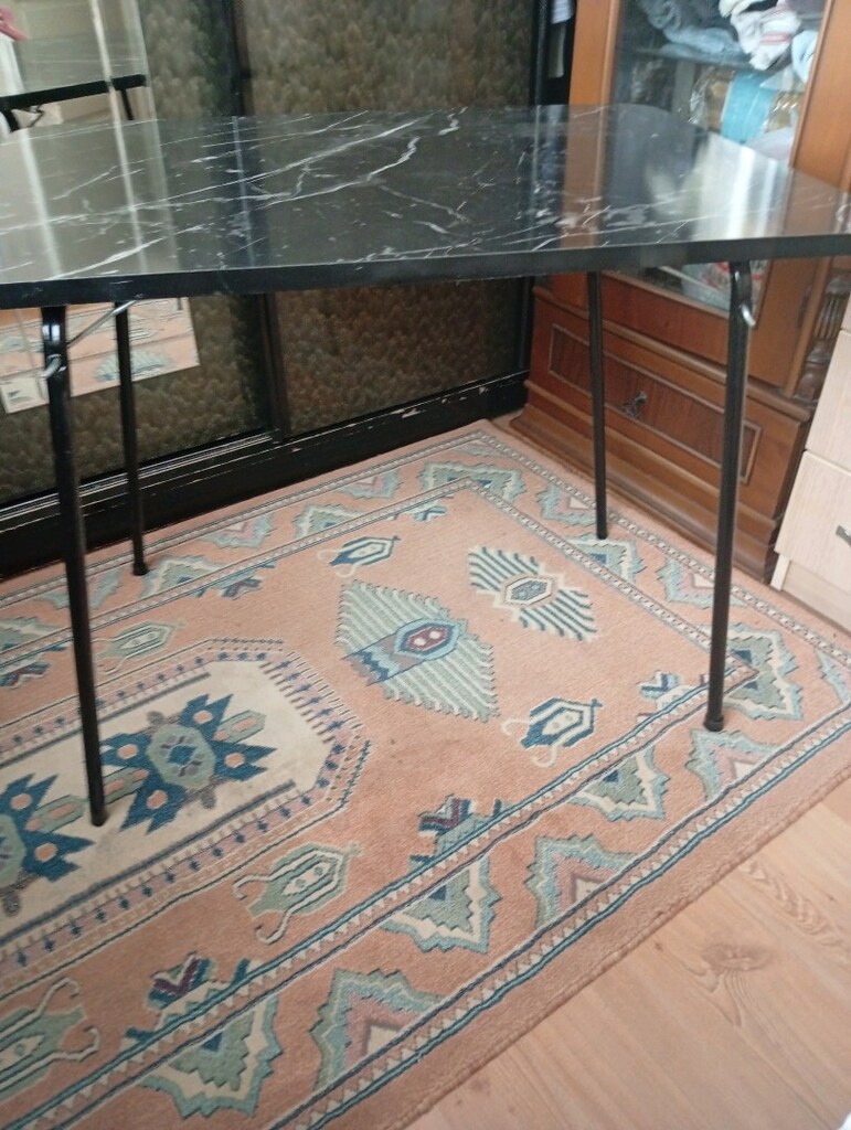 siyah mermer desenli masa 80 cm x 60 cm - 2