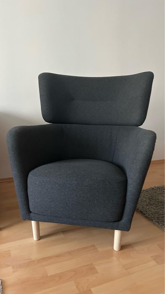 IKEA OSKARSHMAN 2 ADET TEKLİ KOLTUK VE BAZALI PUF LACİVERT - 2