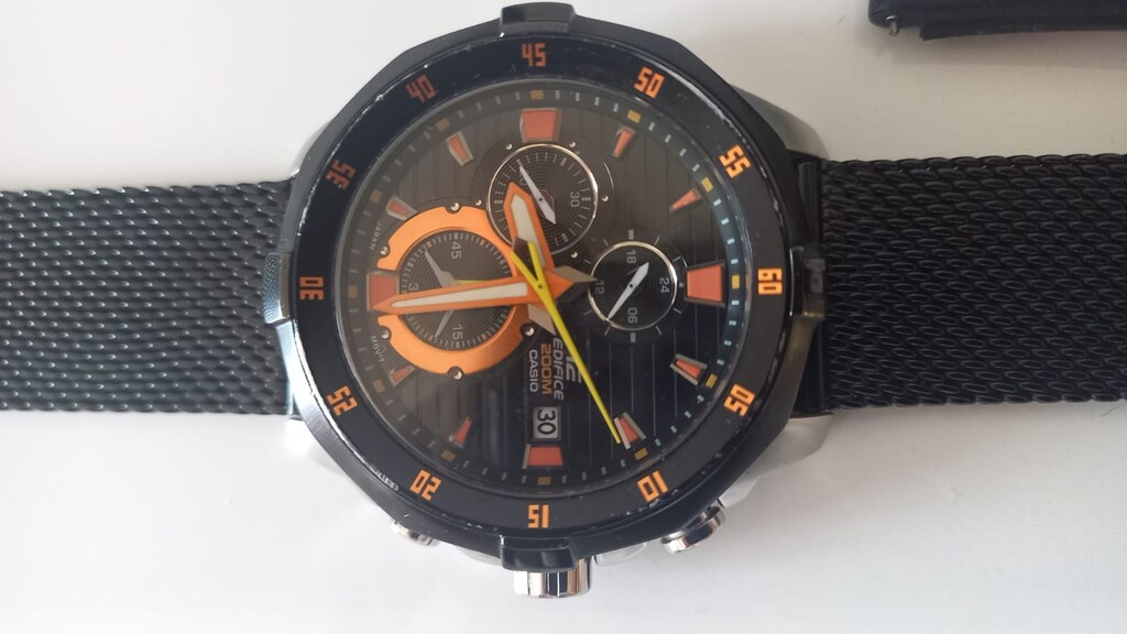 Casio Edifice EFM-502 Kronograf Kutulu Yeni Pil Hasır Kordon - 4