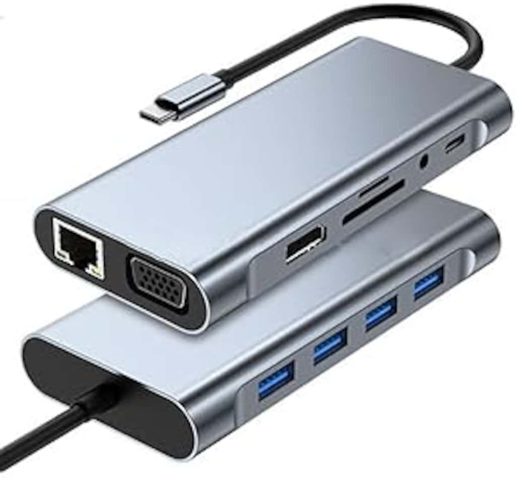 11 In 1 Type-C Hub Çevirici HDMI USB RJ45 VGA Audio SD Girişli