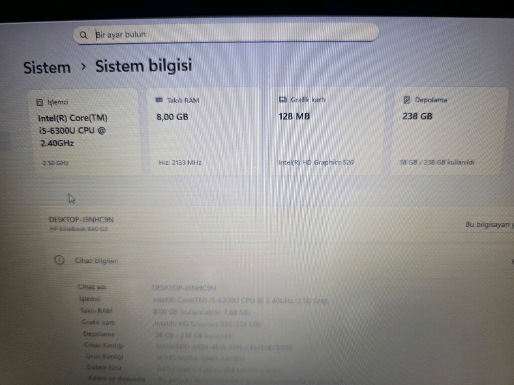 Hp i5 6.nesil 256Gb m2 - 3
