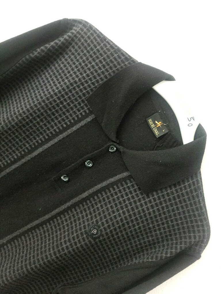 Hayri Ünal desenli polo yaka Yünlü kazak - 3