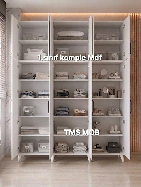 Mdf raflı dolap yüklük dolabı ayakkabılık malzeme dolabı Erzak dolabı