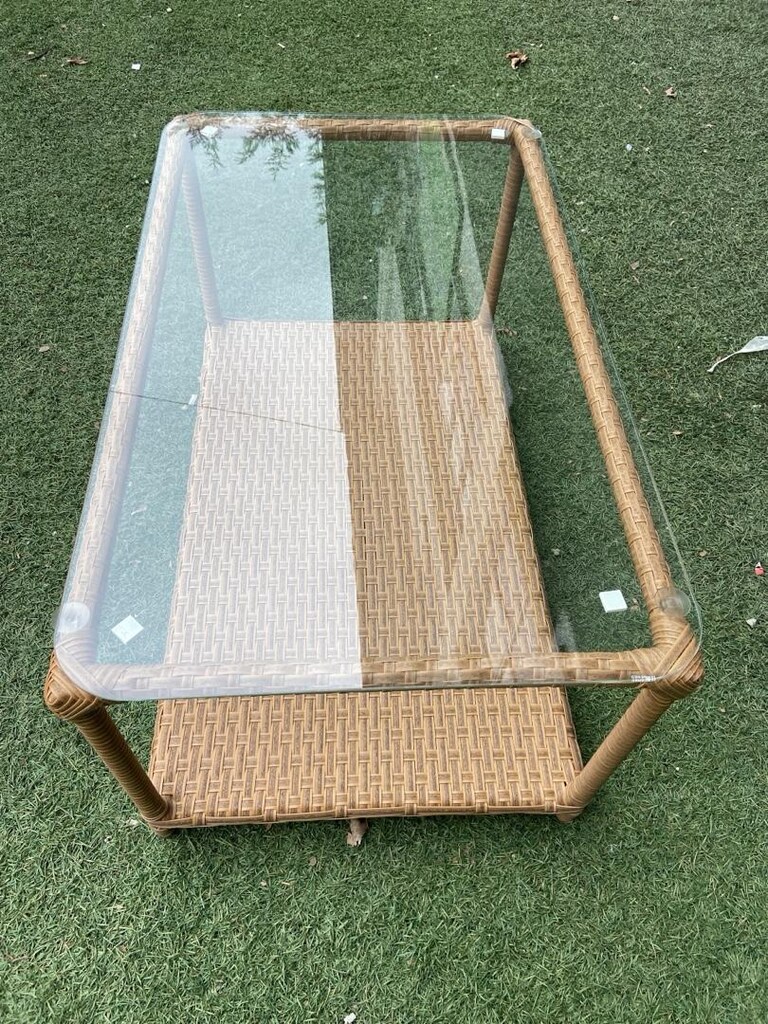 Rattan sehpa, aliminyum iskelet camlı sıfır ürn - 2