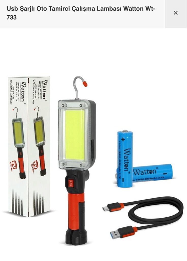 Watton Wt-733 oto tamirci çalışma lambası,led el feneri,kamp feneri, - 4