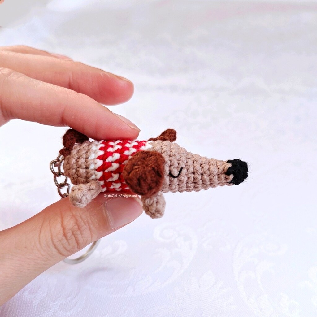 Amigurumi Sosis Köpek Anahtarlık Örgü Aksesuar Çanta Süsü - 2