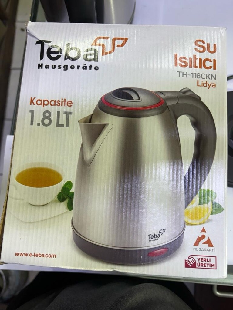 Teba Paslanmaz Çelik Su Isıtıcı 1.8 LT | Gizli Rezistans | 1500W - 6