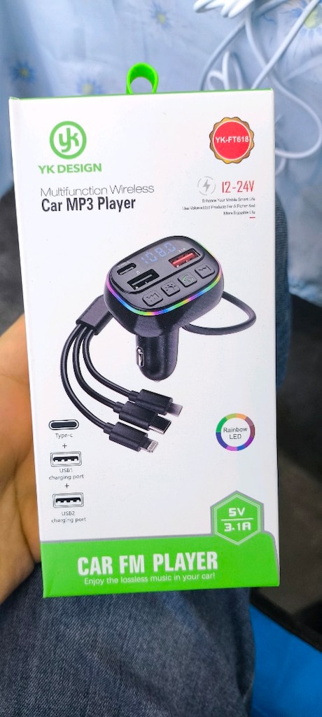 3 Başlıklı Şarj Kablolu Araç İçi Bluetooth Kiti / FM MP3 Player - 3