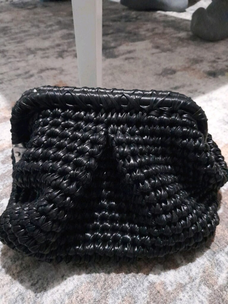 rafya ipten çantaEl Örgüsü Burs Kapamalı Rafya İp Clutch Çanta - 7