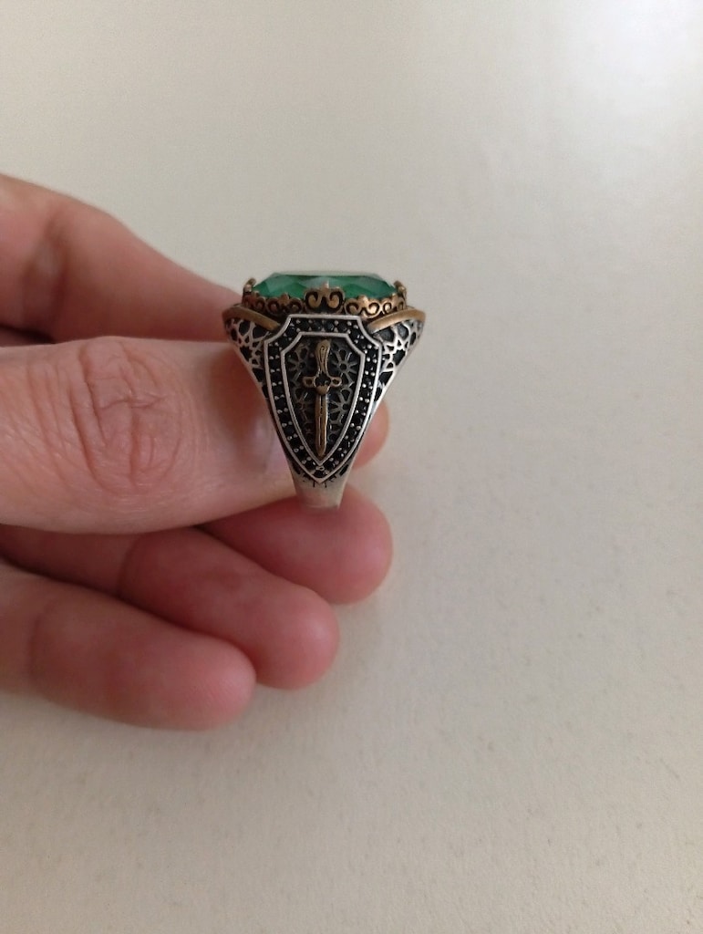 Paraiba taşlı 925 ayar gümüş yüzük - 2