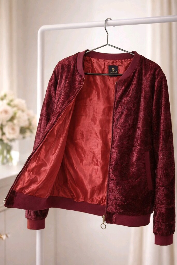 Bordo Kadife Mont / Bomber Ceket