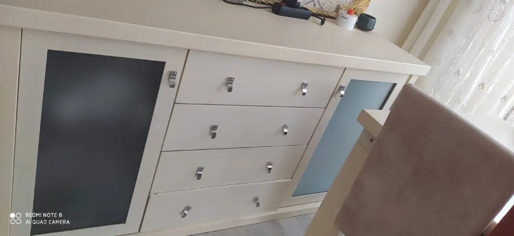 Konsol özel yapılmış ahşap 4 adet çekmece ve ikili geniş kapak - 3