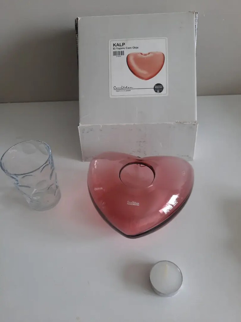 El yapımı cam mumluk .Paşabahçe