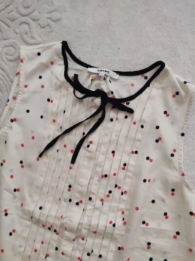 KOTON PUANTİYE İP YAKA BLUZ S mango zara Twist İpekyol
