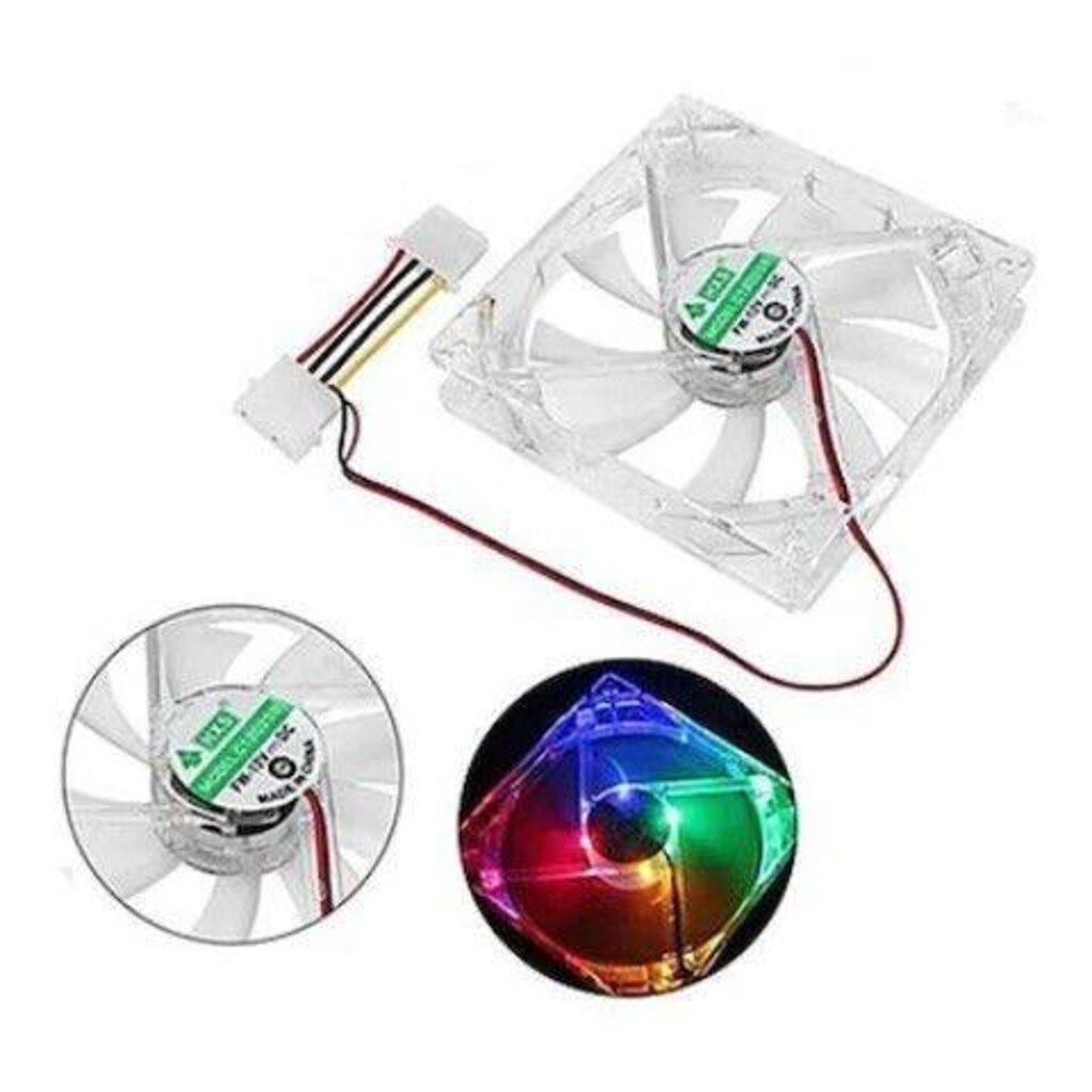 8 cm. Şeffaf 4 Renk LED Işıklı Sessiz Kasa Fanı 80*80*25 mm. - 5