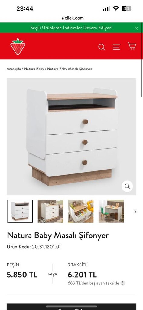 Çilek Natura Baby Bebek Oda takımı + 2 adet yataş yatak