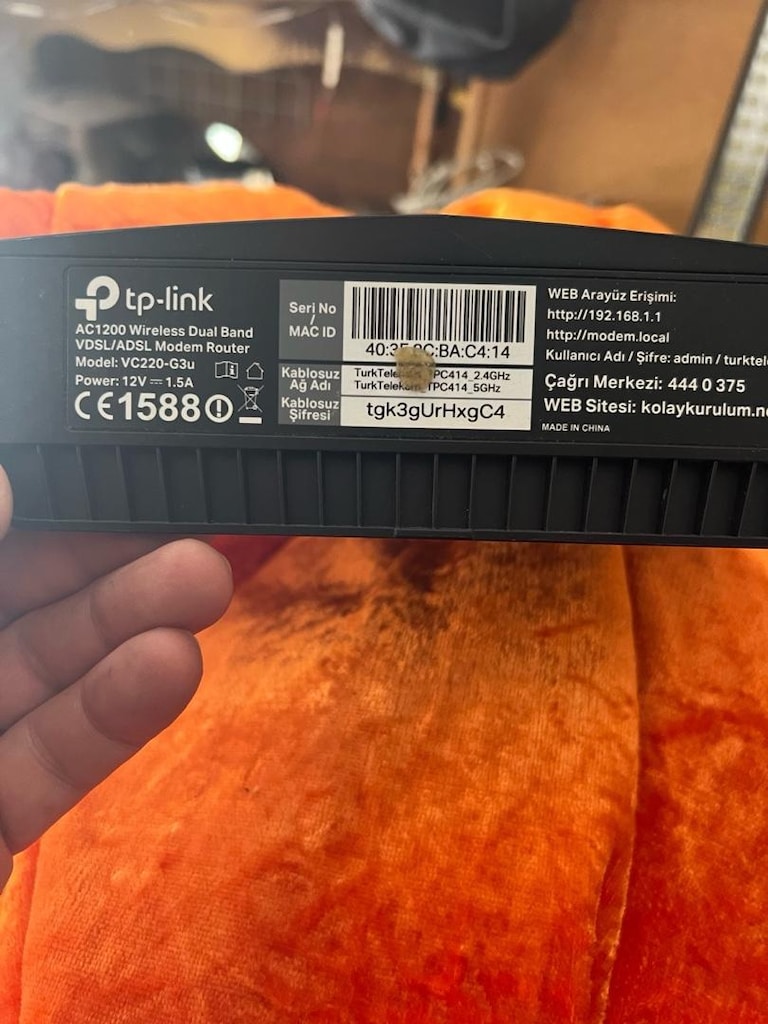 Türk Telekom VC220 - G3u Türk Telekom Modemi Fiber Güçlü Modem1200Mbps - 3