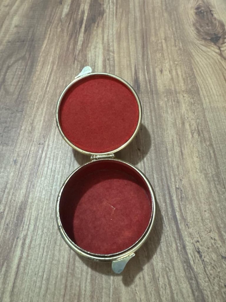 Vintage Retro Desenli & Gold Detaylı Metal Mücevher & Kadife Takı Kutu - 2