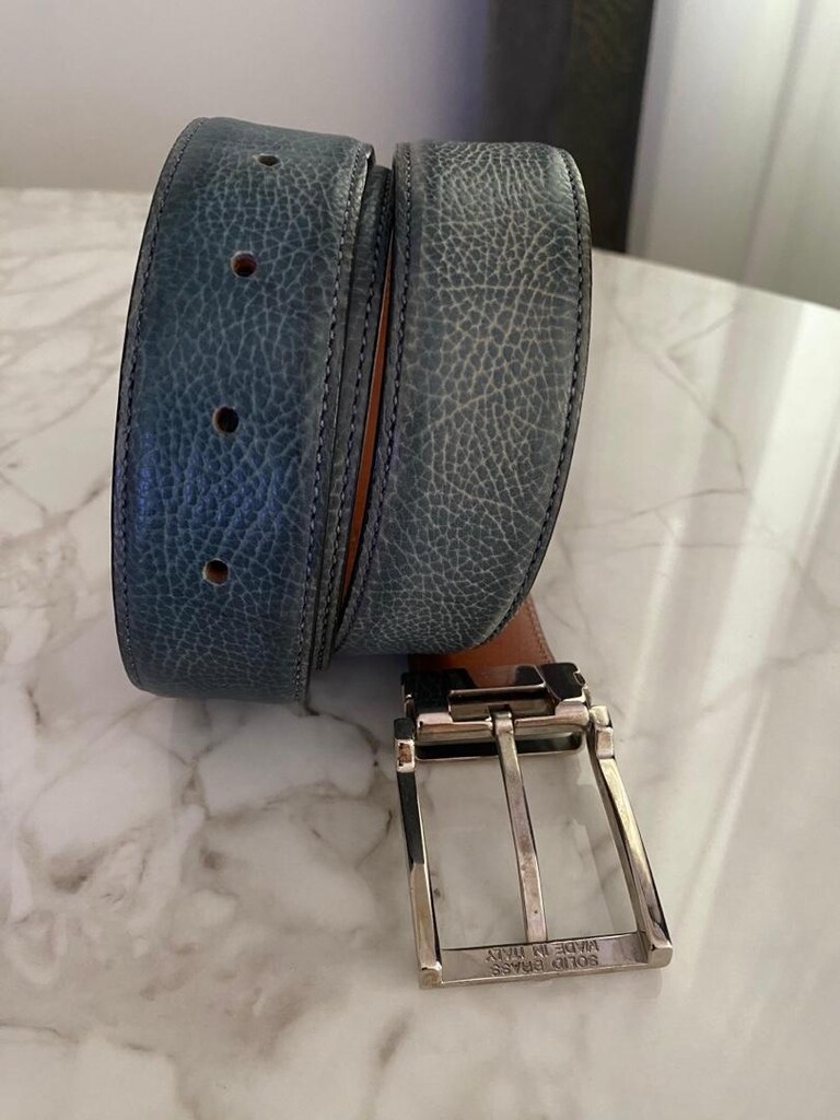 Santoni markasına ait hakiki deri bir erkek kemeridir. - 8