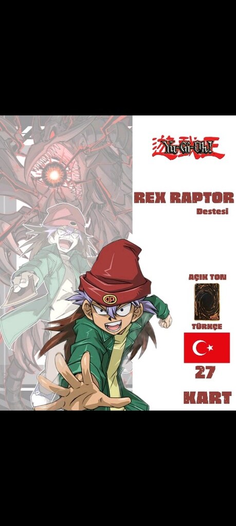 Türkçe Rex Raptor Destesi 27 Yugioh Kartı Yu-Gi-Oh!