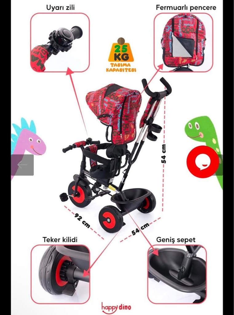 prego happy Dino ebeveyn veya ebeveynsiz kullanımlı bisiklet - 4