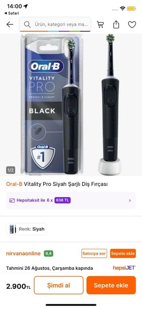 KAPALI KUTU~Oral-B Vitality Pro Siyah Şarjlı Diş Fırçası - 2