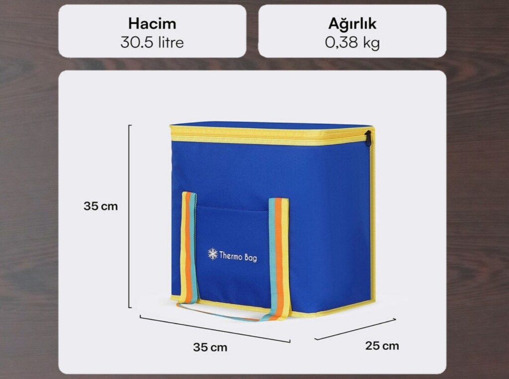 Termos Çanta Piknik İçin, Soğuk Tutar Mavi 30,5LT - 7