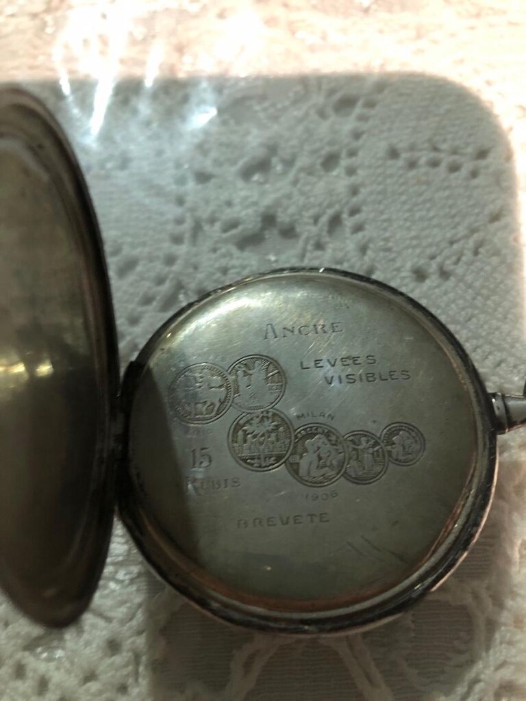 Ancre 1910 yıllar gümüş kasa cep saati - 5