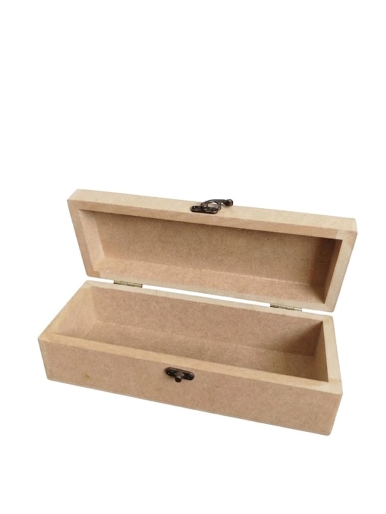 Ahşap Ham MDF Kilitli Kutusu 21x8x7cm Boyanabilir Takı Ham Obje - 2