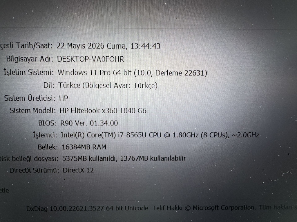 HP ELİTBOOK X360 İ7 8. NESİL 16 GB RAM 256 NVME - 7
