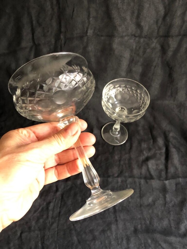 2 parça kristal kesme yayvan martini bardağı *İKİSİNİN FİYATIDIR* - 6