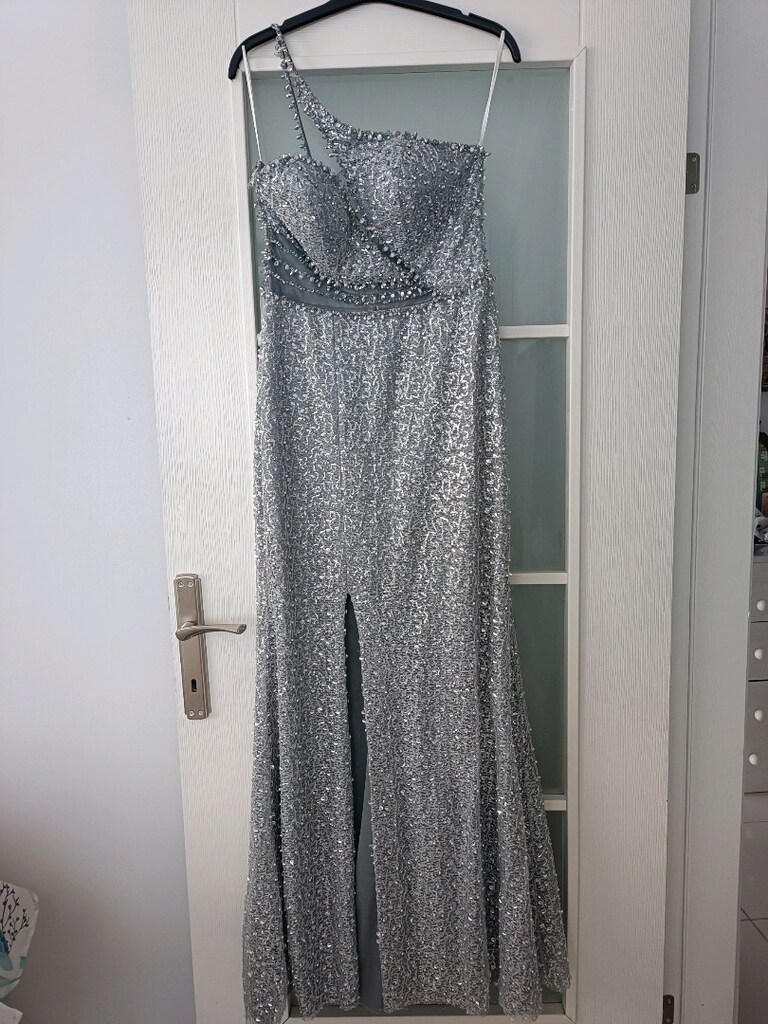 Gümüş Abiye Elbise - 3