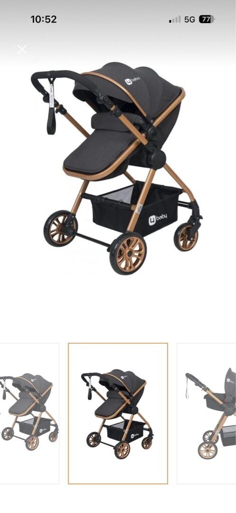 Babylux 3lü Siyah & Altın Bebek Arabası Seti 2yıl garantili - 2