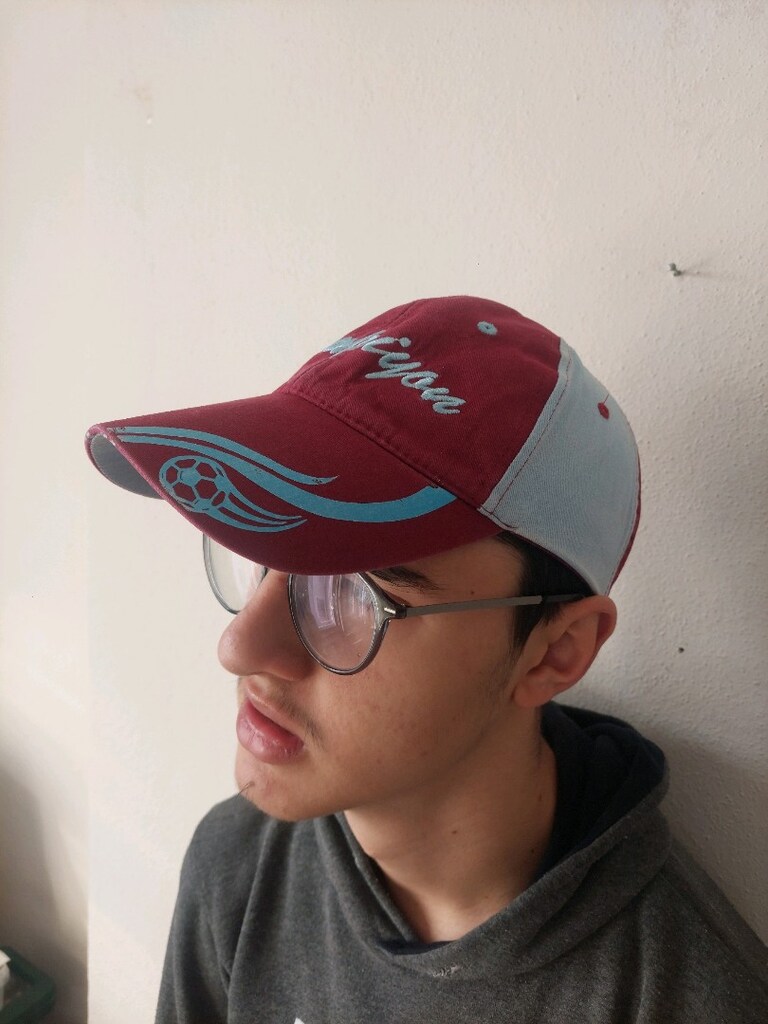 Bordo-Mavi yazı desenli taraftar şapka - 7