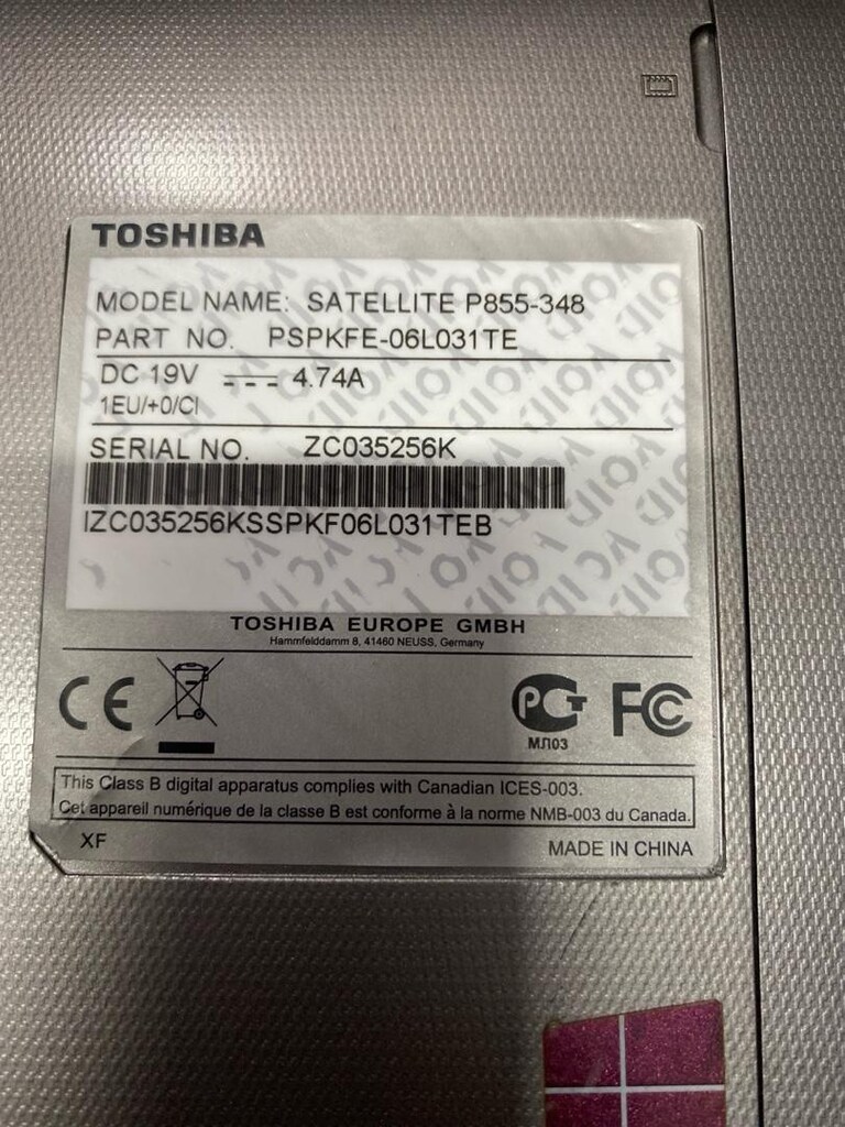 Toshiba P 855 Notebook kasa orijinal çıkma parçaları - 3
