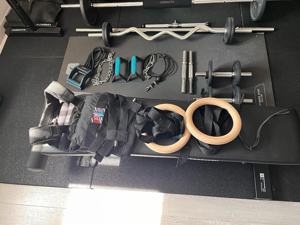 Ev Spor Salonu Seti Rack,2 Bench, Dips,120+ KG Ağırlık,Bar vb - 6