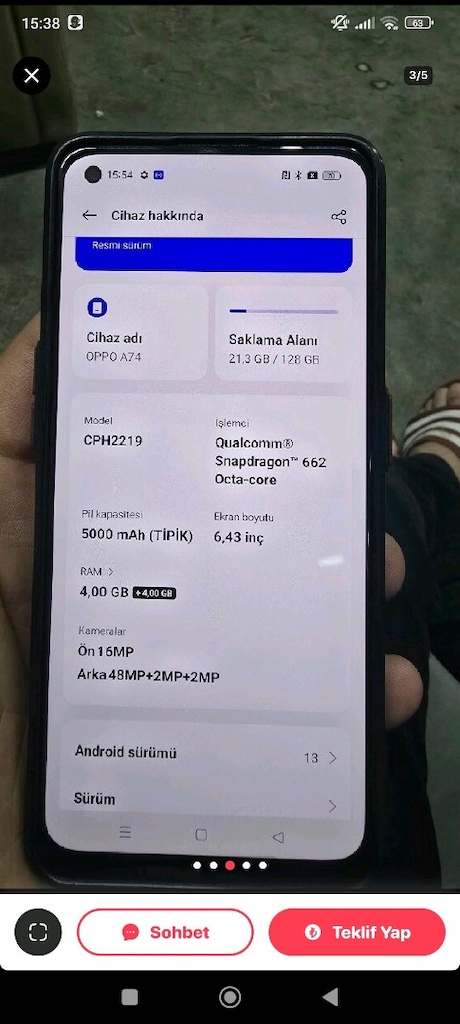 oppo a 74 hiç bir sorun yok çalışır halde kargo teslim olur - 5