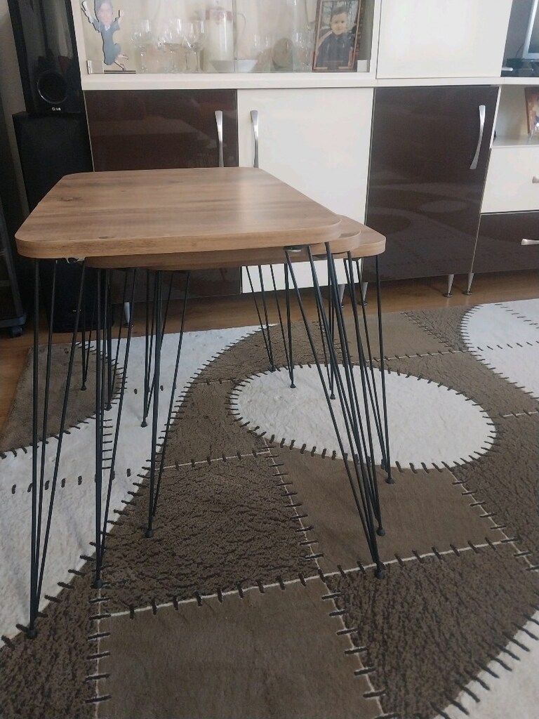 3 lü zigon sehpa,52 cm yükseklik, 60 cm×40cm en büyük sehpanın ölçüsü - 2