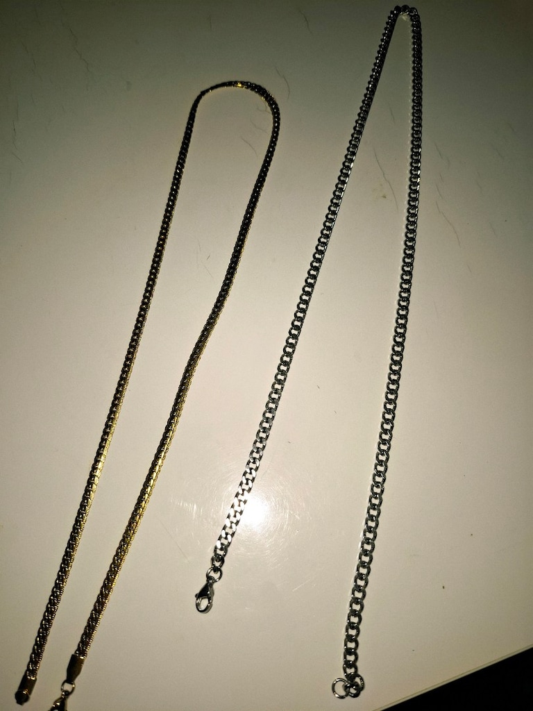 Bir alana bir hediye.... gold ve çelik erkek kolye zincir - 6