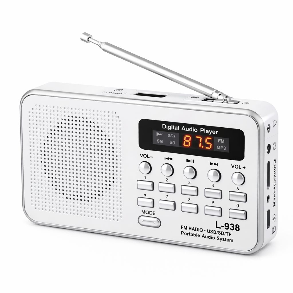 Şarjlı Mini FM Radyo Dijital Ekran USB SD TF Destekli Cep Radyosu - 2