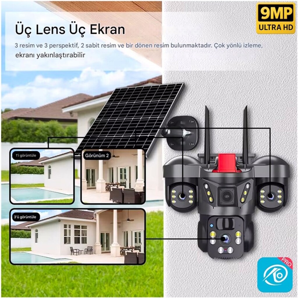 O-Kam 8050 9Mp Lens 3 Kamera Ultrahd 4G Solar Akıllı Güvenlik Kamerası - 2
