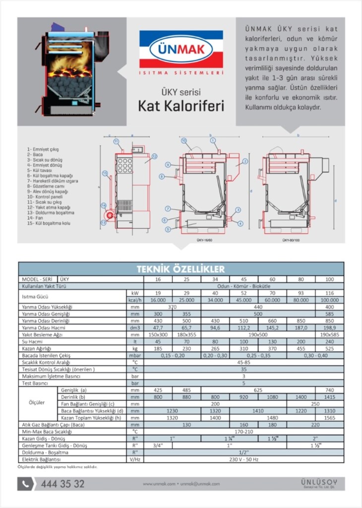 ÜNMAK ÜKY-29kw 25000KCAL KAT KALORİFERİ KAZAN - 2