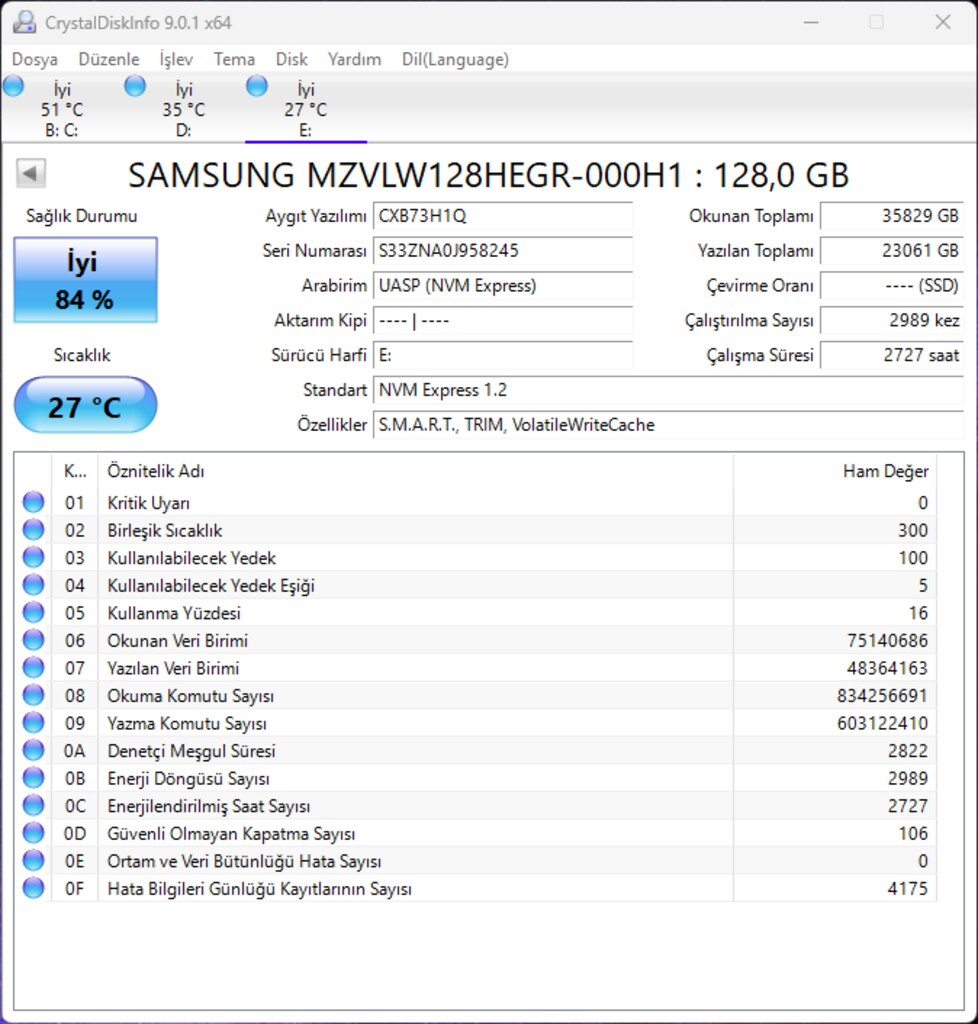 Samsung 128GB M2 NVMe SSD - 3