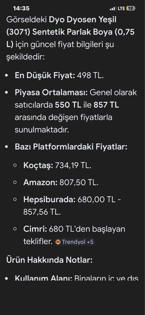 İç cephe boyası dyo (beş adet) - 5