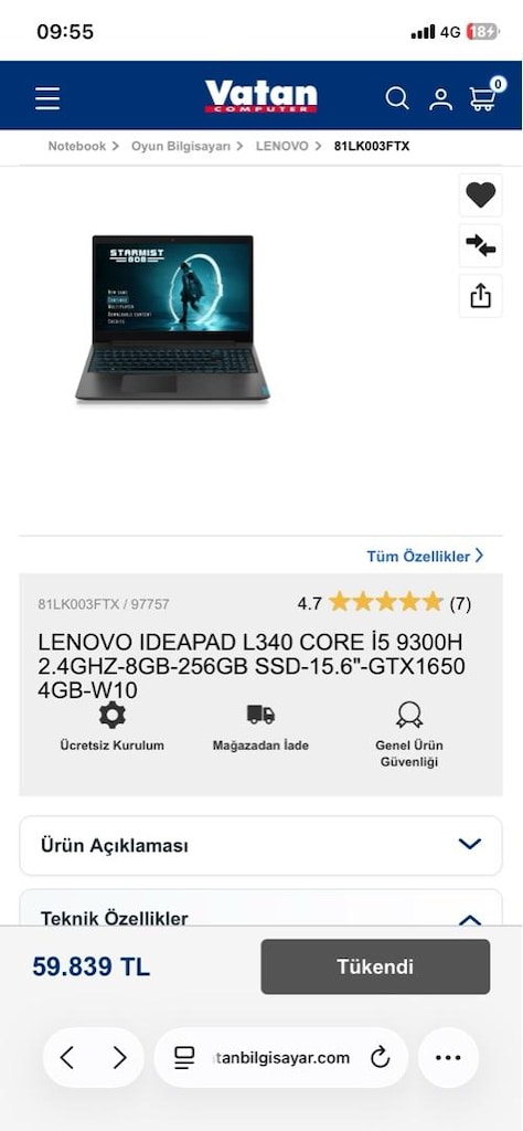 lenovo ideapad l340 geforce gtx intel core i5 - 5